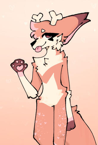 A digital halfbody illustration of a deer-fox hybrid fursona.